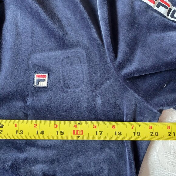 Vintage Navy Blue FILA Velour Tracksuit, Hooded Jacket and Pants Set, M/S - Picture 9 of 13